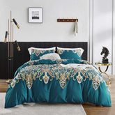 Luxury Paisley Egyptian Cotton Teal Boho Duvet Cover | Yedwo